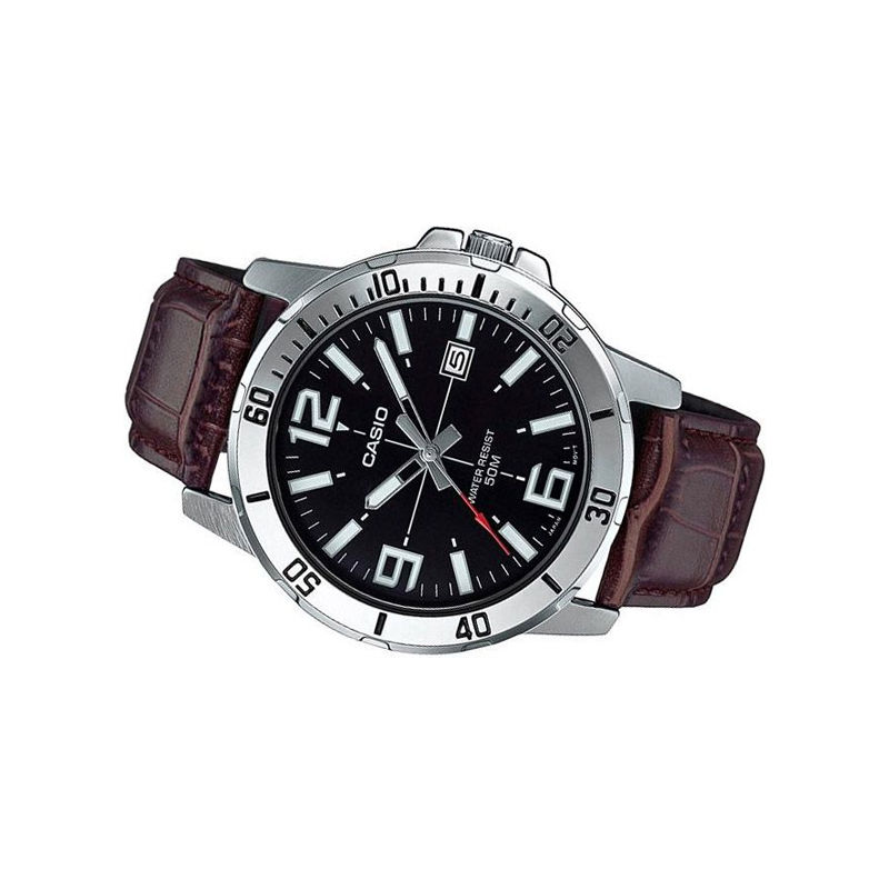 Casio Enticer MTP-VD01L-1BVUDF Brown Leather Belt Men's Watch- Pickaboo